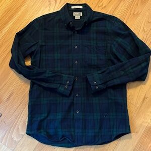 L.L. Bean scotch plaid flannel shirt mens size S black watch traditional fit